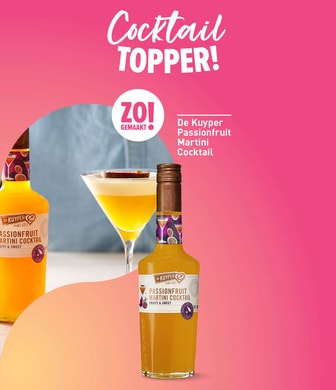 Cocktailtopper De kuyper passionfruit martini zo gemaakt